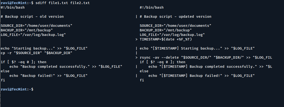 Two Best Tools to Compare Text Files in Linux